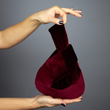 burgundy velvet purse japanese knot bag