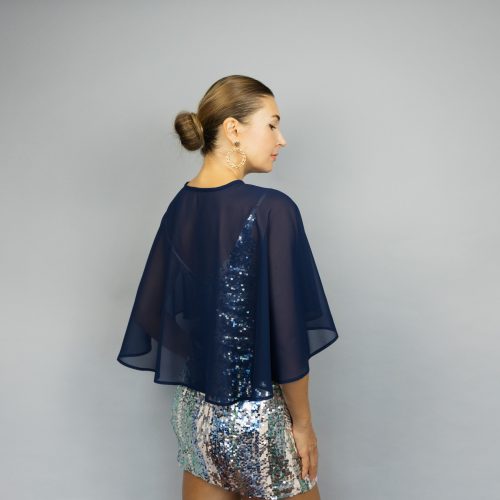 Navy cape navy bolero navy capelet wedding or evening shrug elegant chiffon Navy Blue wrap shrug jacket, woman poncho, woman cape