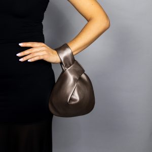 Taupe brown Japanese knot bag purse clutch wedding, party bag, simple and elegant bag, imitation leather bag, vegan leather, synthetic leather , man made leather bag
