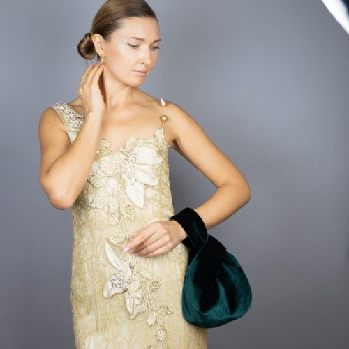 Japanese knot bag purse clutch green velvet wedding, party, special occasion, simple and elegant bag, evening dress, green prom purse