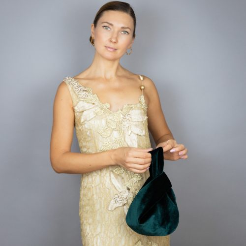 Japanese knot bag purse clutch green velvet wedding, party, special occasion, simple and elegant bag, evening dress, green prom purse