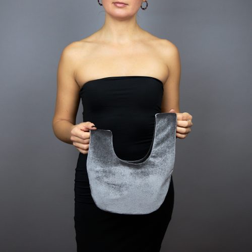 silve grey velvet purse japanese knot bag
