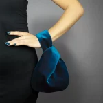 Japanese knot bag purse clutch teal blue velvet wedding, party, special occasion, simple and elegant bag, evening dress, green prom purse