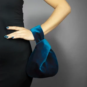 Japanese knot bag purse clutch teal blue velvet wedding, party, special occasion, simple and elegant bag, evening dress, green prom purse
