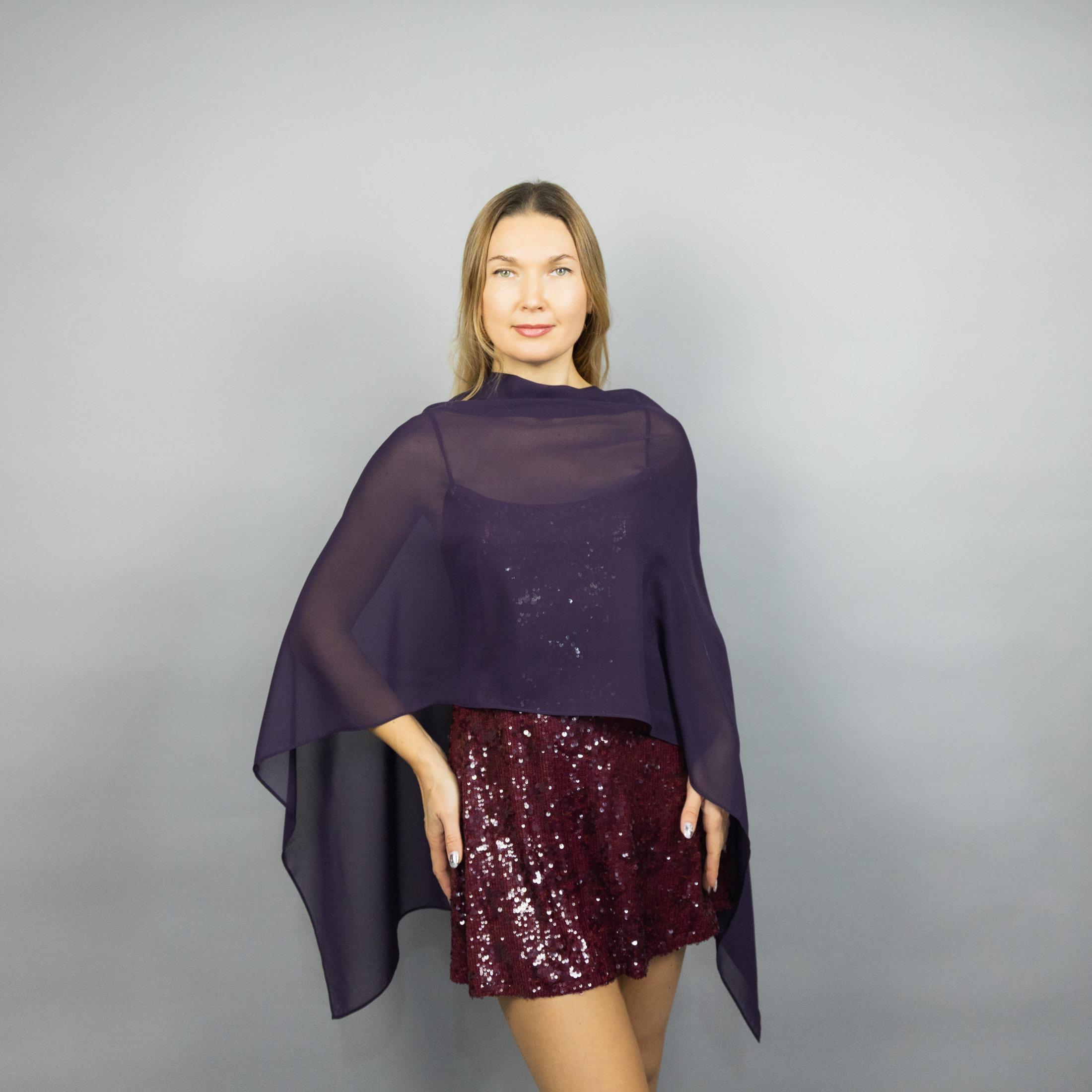 aubergine chiffon greek cape blue chiffon wrap