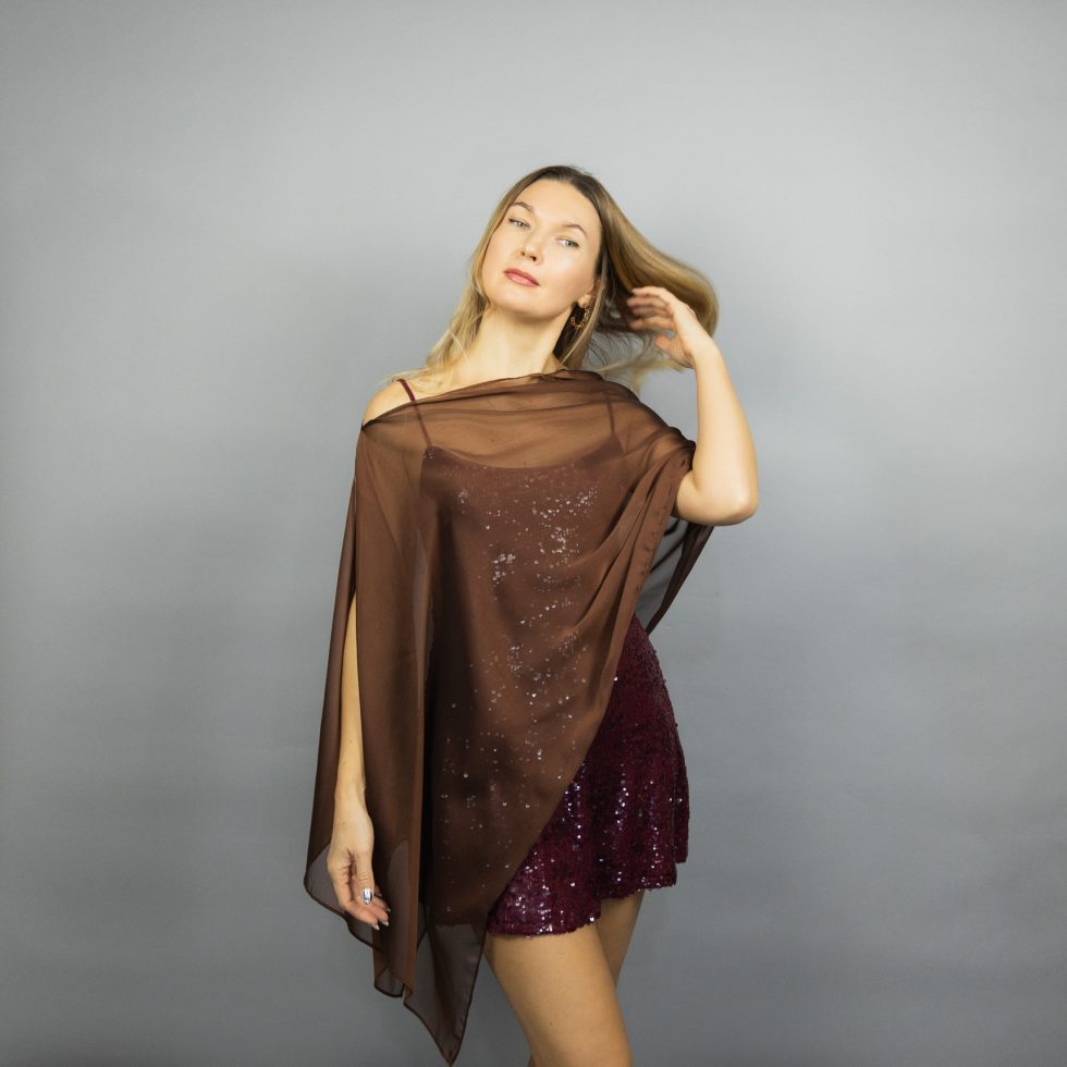 brown chiffon greek cape brown chiffon wrap