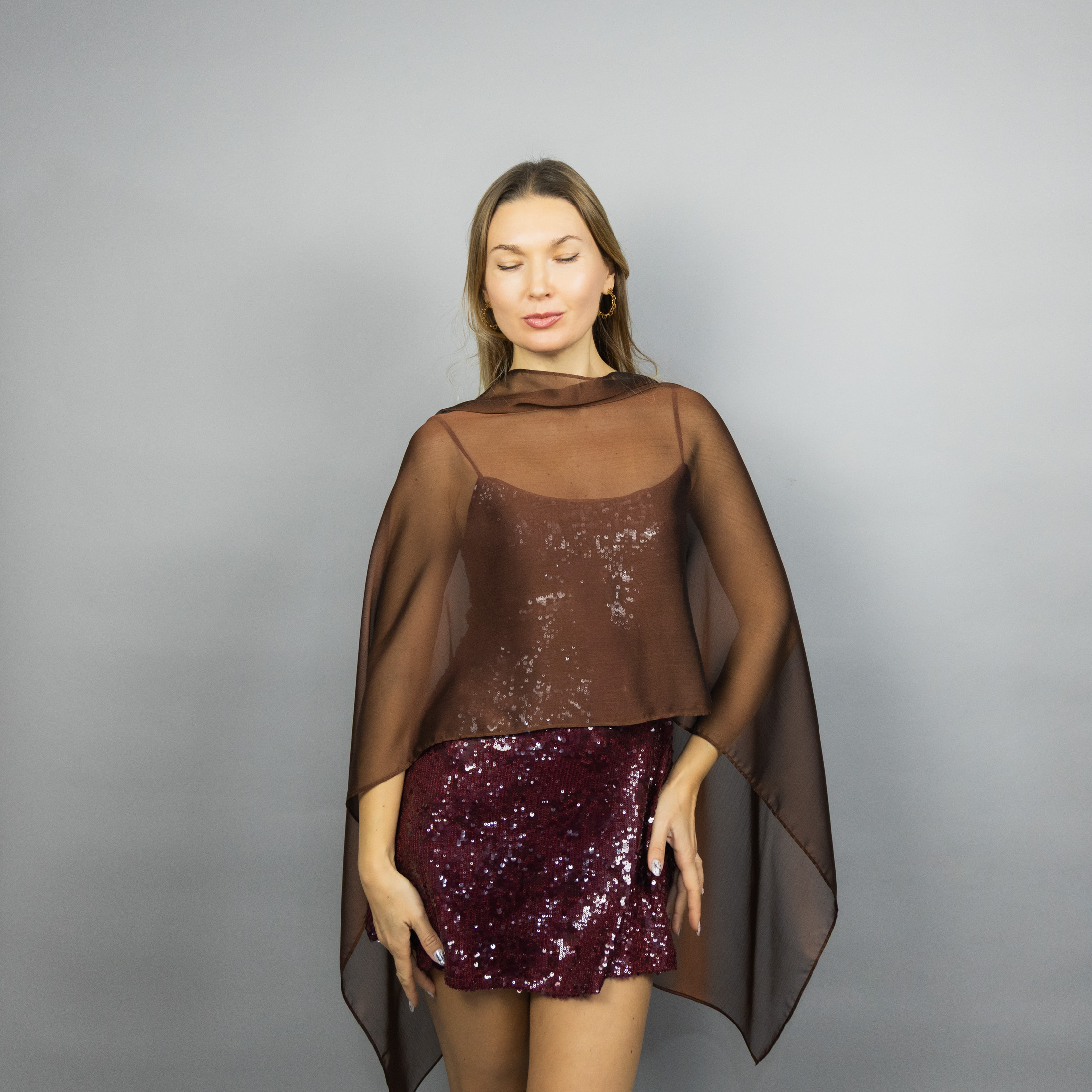 brown chiffon greek cape brown chiffon wrap