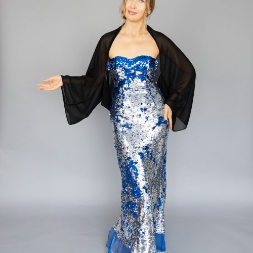 Black Luxury Chiffon sleeves wrap shawl bolero Winter wedding shrug elegant accessory