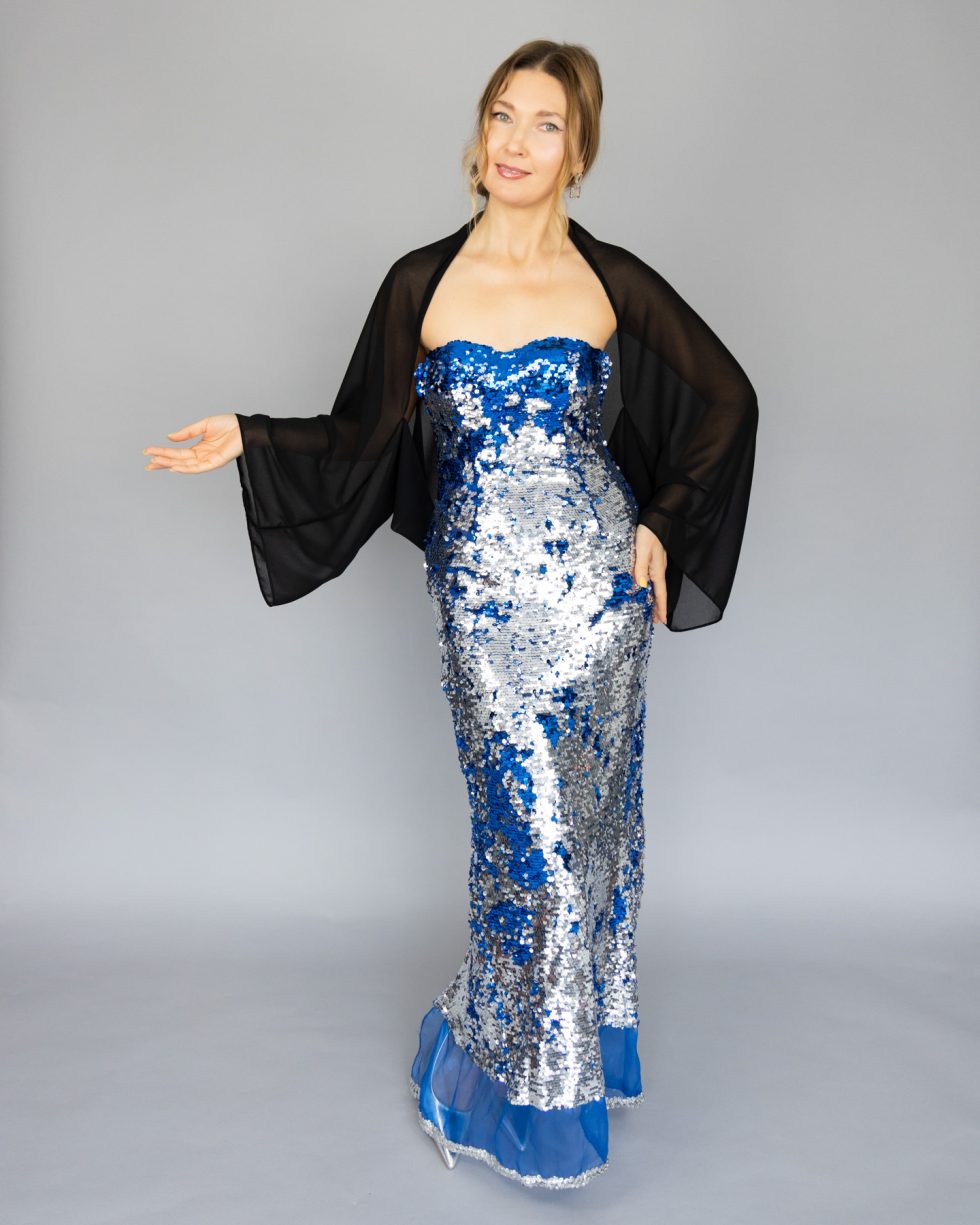 Black Luxury Chiffon sleeves wrap shawl bolero Winter wedding shrug elegant accessory