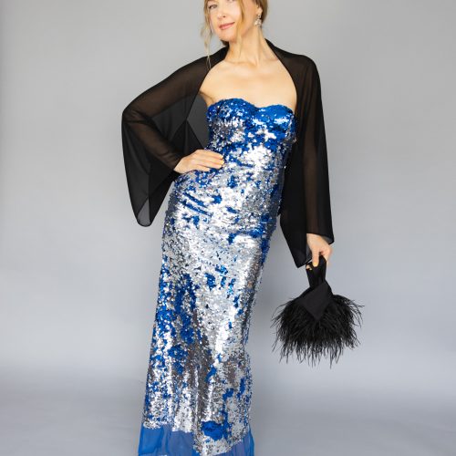 Black Luxury Chiffon sleeves wrap shawl bolero Winter wedding shrug elegant accessory