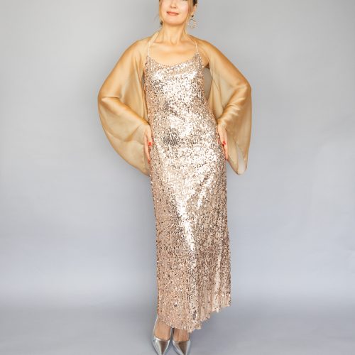 Gold sheer shrug sleeves