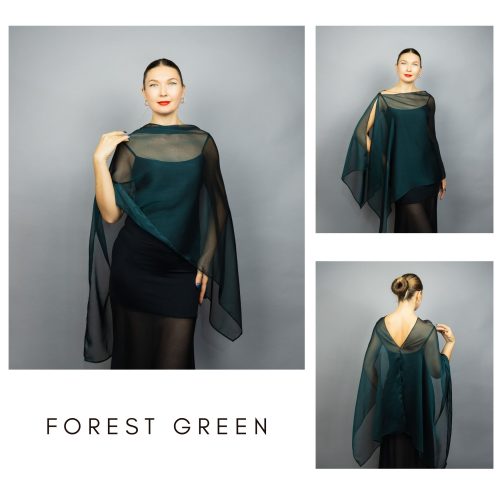 Forest green chiffon greek cape green chiffon wrap