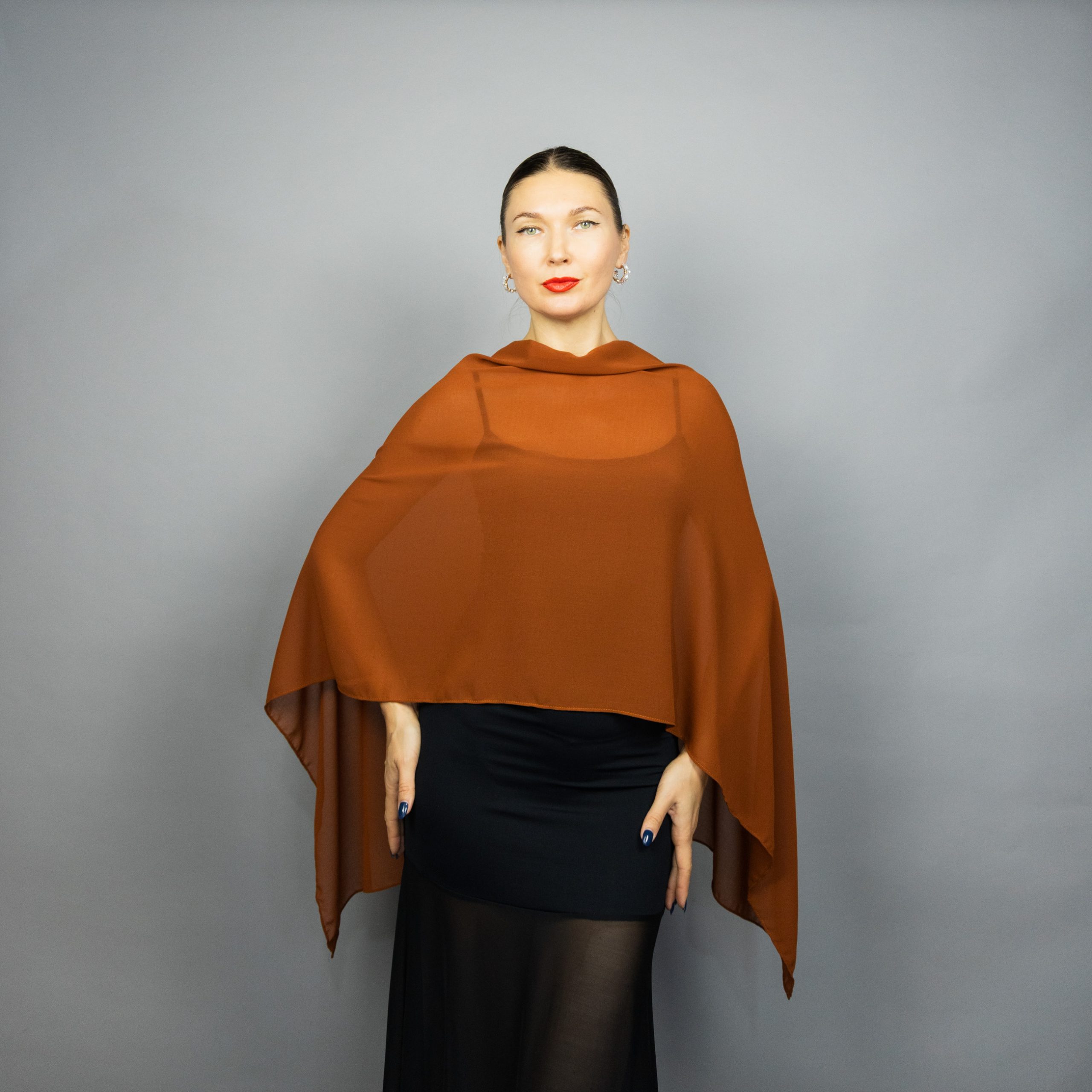 rust brown chiffon greek cape brown chiffon wrap