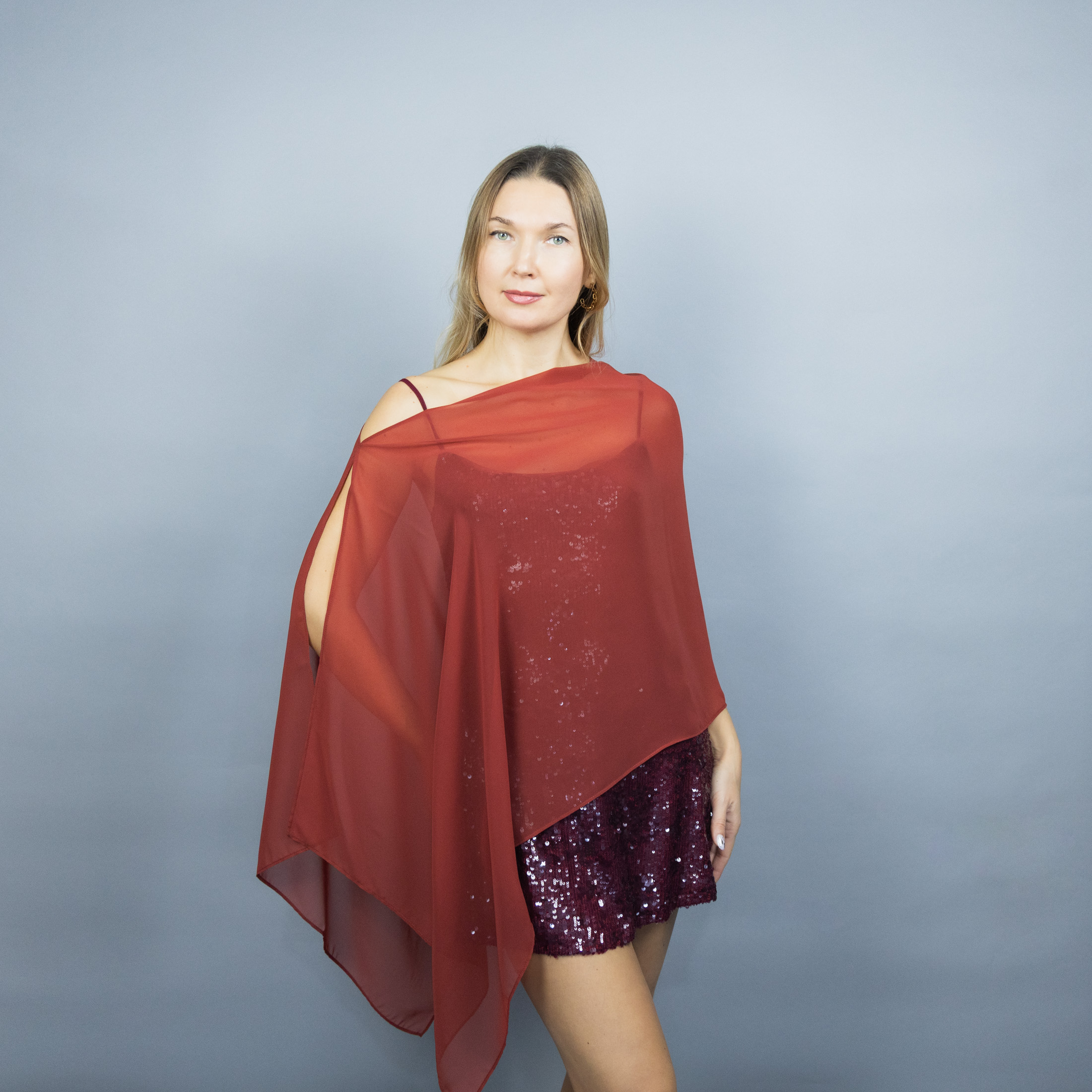 terracotta chiffon greek cape brown chiffon wrap